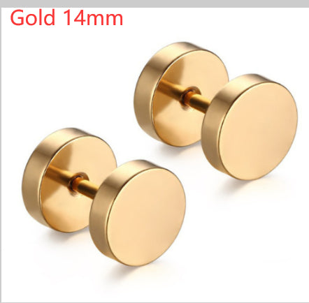 8MM Stainless Steel Earrings Women Men Gold Silver Black Barbell Ear Stud Piercing Earring Tunnel Punk Gothic Jewelry