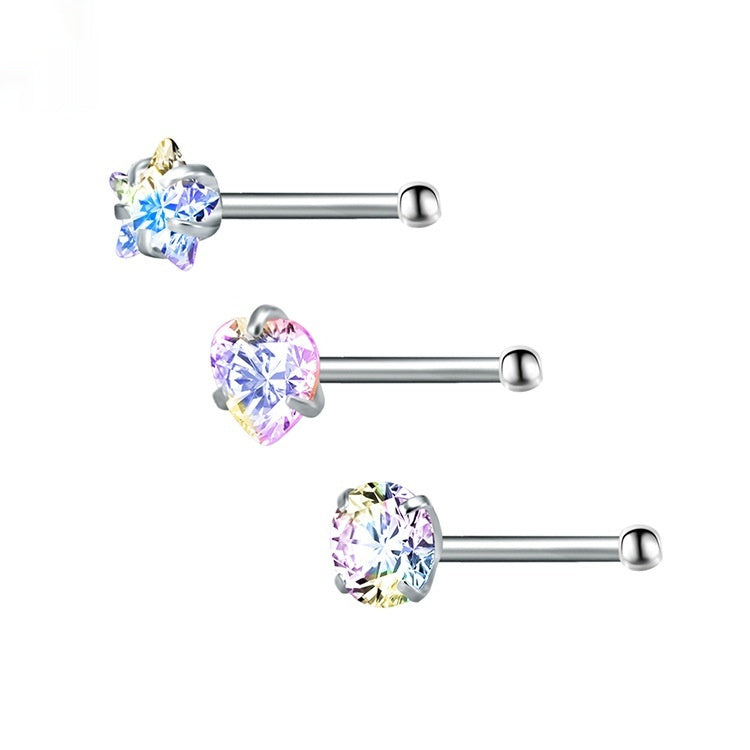 316 Stainless Steel Nose Stud Multifunctional Zircon Nose Ring