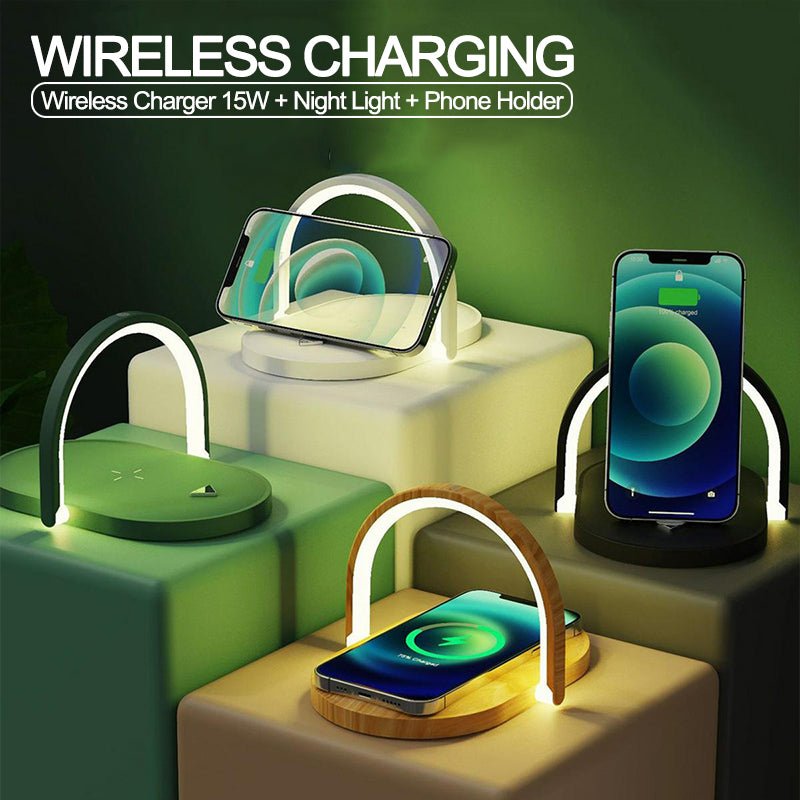 3 In 1 Foldable Wireless Charger Night Light Wireless Charging Station Stonego LED Reading Table Lamp 15W Fast Charging Light | Orazek UK Ltd