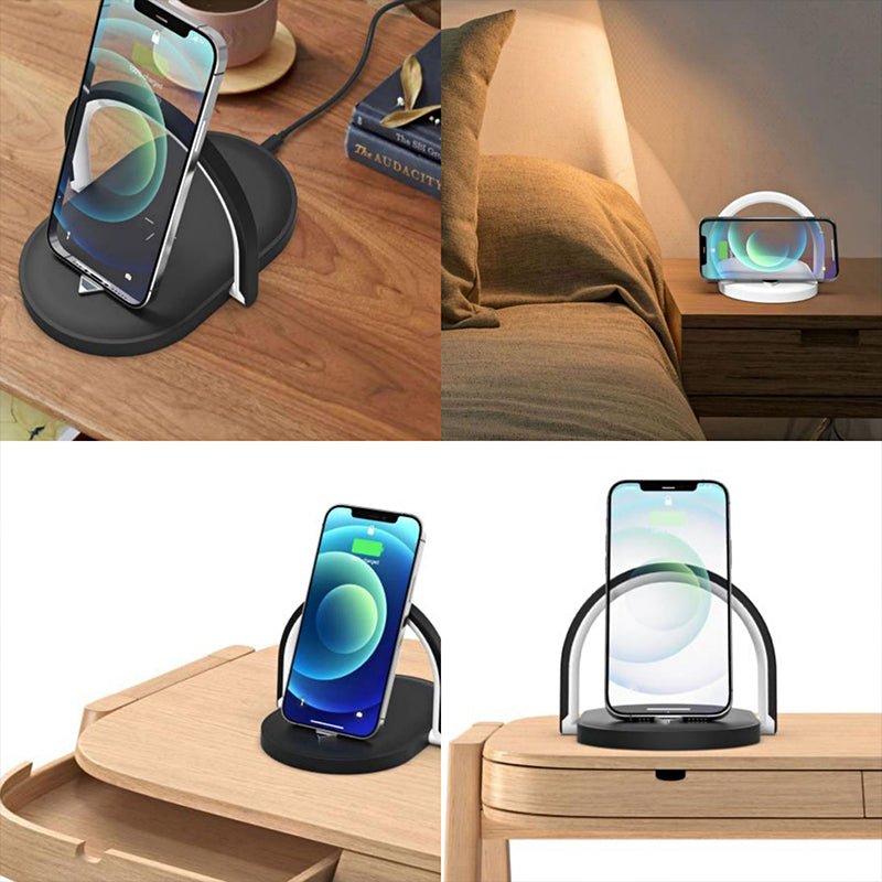 3 In 1 Foldable Wireless Charger Night Light Wireless Charging Station Stonego LED Reading Table Lamp 15W Fast Charging Light | Orazek UK Ltd
