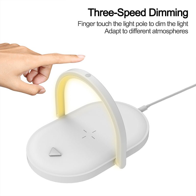 3 In 1 Foldable Wireless Charger Night Light Wireless Charging Station Stonego LED Reading Table Lamp 15W Fast Charging Light | Orazek UK Ltd