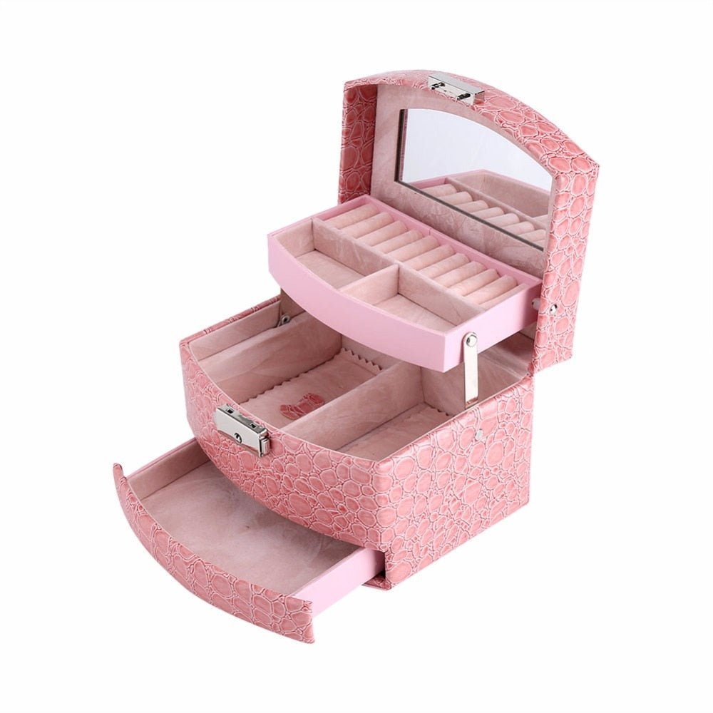 3 Layers Jewelry Boxes And Packaging Leather Makeup Organizer Storage Box Container Case Gift Box Women Cosmetic Casket | Orazek UK Ltd