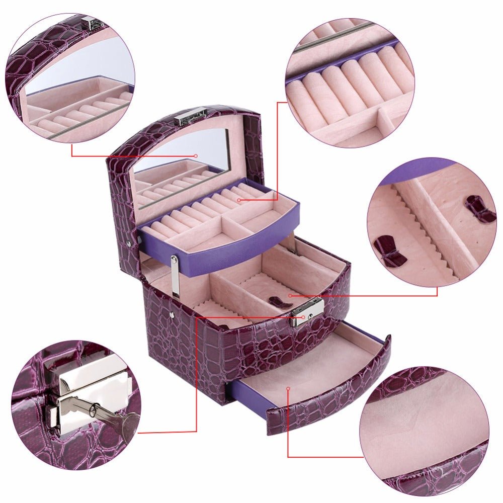 3 Layers Jewelry Boxes And Packaging Leather Makeup Organizer Storage Box Container Case Gift Box Women Cosmetic Casket | Orazek UK Ltd