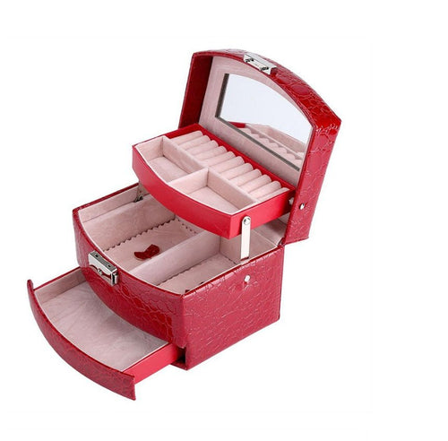 3 Layers Jewelry Boxes And Packaging Leather Makeup Organizer Storage Box Container Case Gift Box Women Cosmetic Casket | Orazek UK Ltd