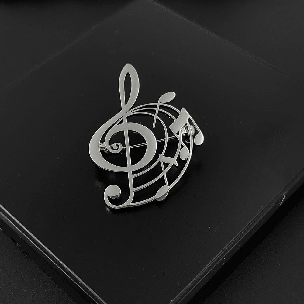 Stainless Steel Note Brooch For Suit Shirts