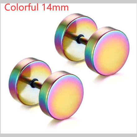 8MM Stainless Steel Earrings Women Men Gold Silver Black Barbell Ear Stud Piercing Earring Tunnel Punk Gothic Jewelry