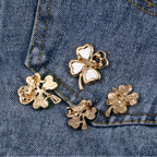 Four-leaf clover brooch, rhinestone brooch, alloy brooch