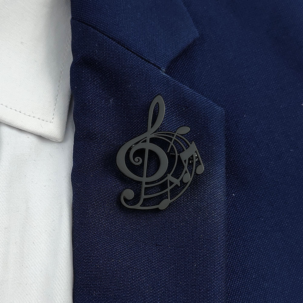 Stainless Steel Note Brooch For Suit Shirts