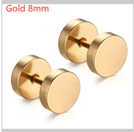 8MM Stainless Steel Earrings Women Men Gold Silver Black Barbell Ear Stud Piercing Earring Tunnel Punk Gothic Jewelry