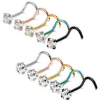 Stainless Steel Diamond-Studded Curved Bar Nose Ring