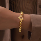 Fashionable Stainless Steel Round Pearl Chain Bracelet