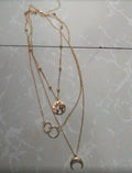 Fashionable Multilayer Gold Plated Boho Moon Map Necklace for Woman