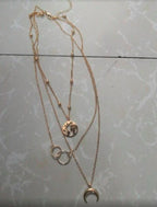 Fashionable Multilayer Gold Plated Boho Moon Map Necklace for Woman