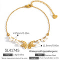 Stainless Steel Necklace With Butterfly And Pearl Wings Layered Light Luxury Style