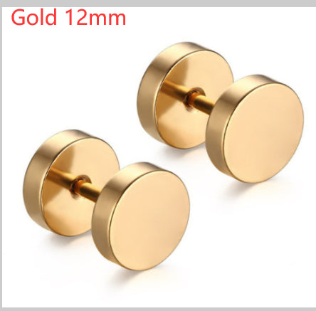 8MM Stainless Steel Earrings Women Men Gold Silver Black Barbell Ear Stud Piercing Earring Tunnel Punk Gothic Jewelry
