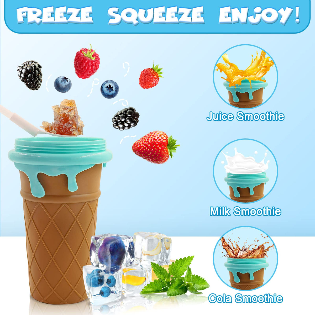 500ml Large Capacity Slushy Cup Summer Squeeze Homemade Juice Water Bottle Quick-Frozen Smoothie Sand Cup Pinch Fast Cooling Magic Ice Cream Slushy Maker Beker Kitchen Gadgets | Orazek UK Ltd