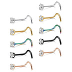 Stainless Steel Diamond-Studded Curved Bar Nose Ring