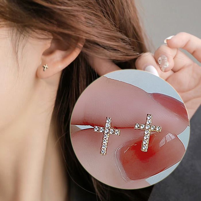 New Fashion Stainless Steel Cross Earrings Product Temperament All Match Birthday Anniversary Earrings Small Gift