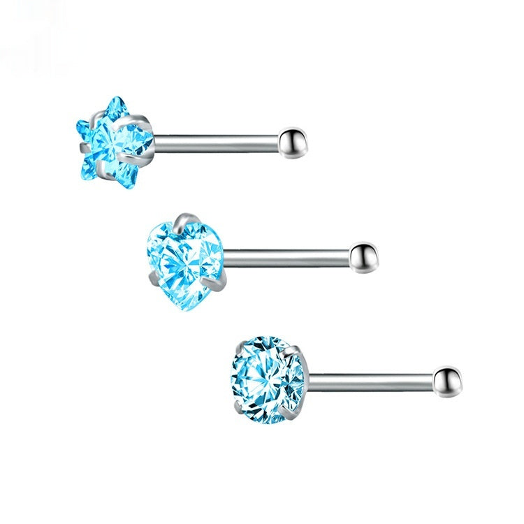 316 Stainless Steel Nose Stud Multifunctional Zircon Nose Ring