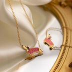 Stainless Steel Oil-Dripping Puppy Bracelet Womens High-End Necklace Light Luxury