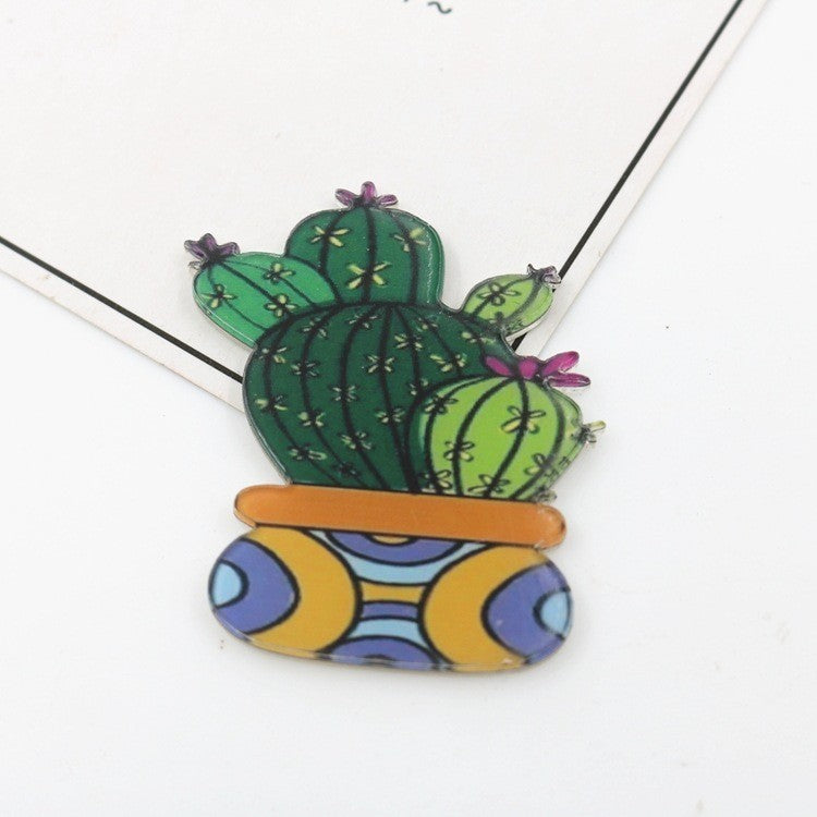 Cartoon acrylic cactus brooch brooch