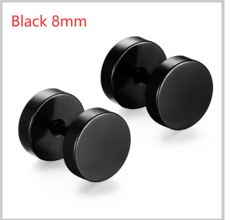 8MM Stainless Steel Earrings Women Men Gold Silver Black Barbell Ear Stud Piercing Earring Tunnel Punk Gothic Jewelry