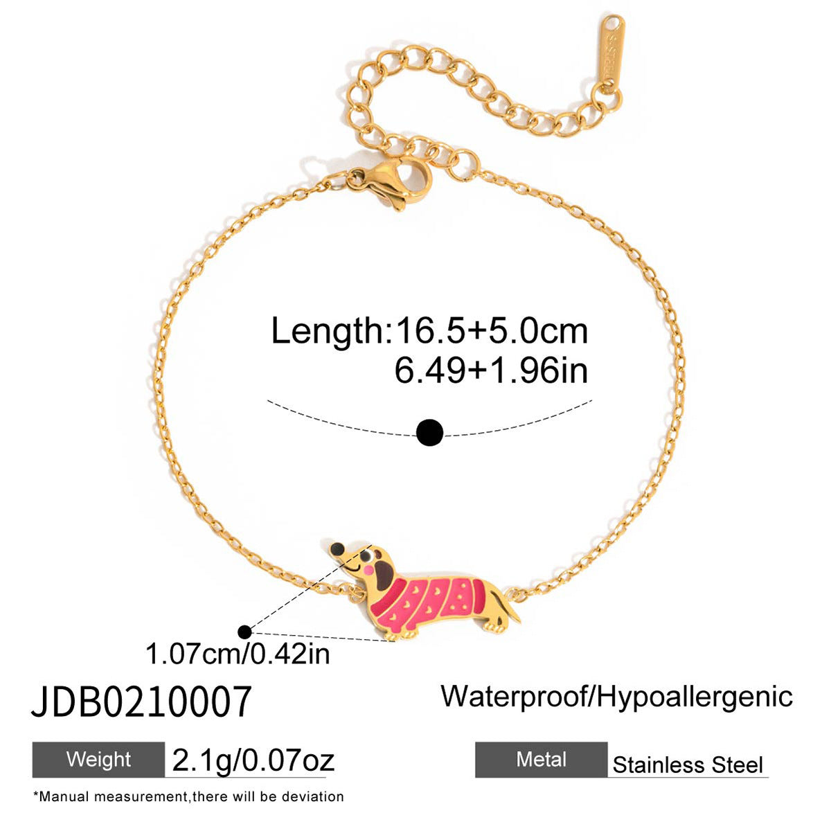 Stainless Steel Oil-Dripping Puppy Bracelet Womens High-End Necklace Light Luxury