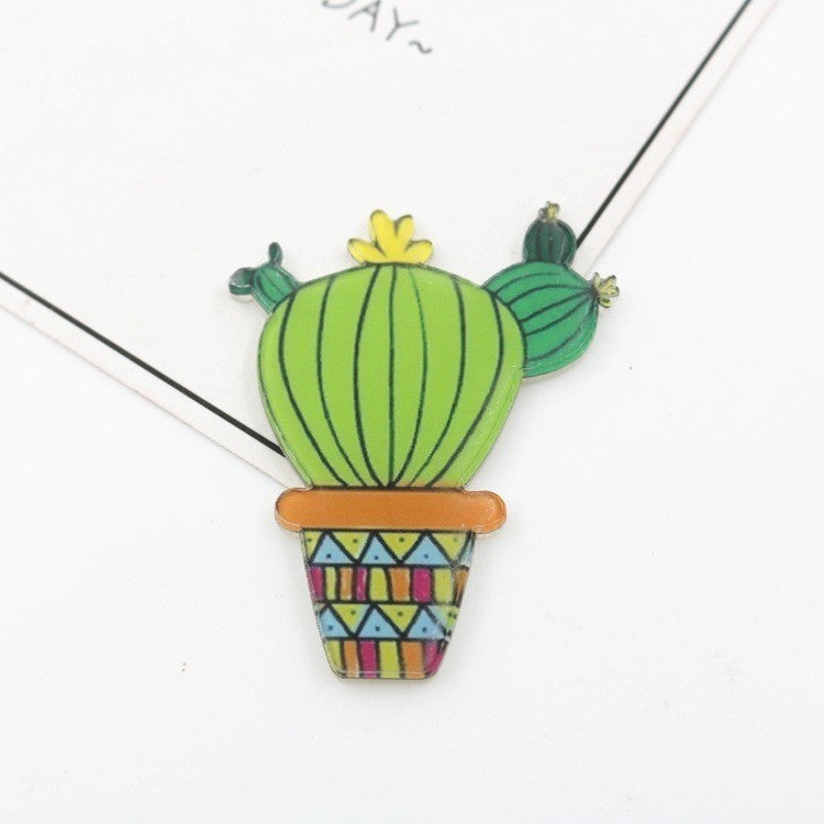 Cartoon acrylic cactus brooch brooch