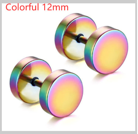 8MM Stainless Steel Earrings Women Men Gold Silver Black Barbell Ear Stud Piercing Earring Tunnel Punk Gothic Jewelry
