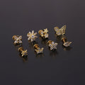 Lip Stud Stem Stainless Steel Piercing Stud Earrings Micro-set Zircon
