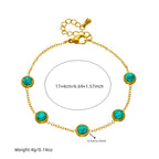 Retro All-Match Blue Turquoise Stainless Steel Jewelry Set