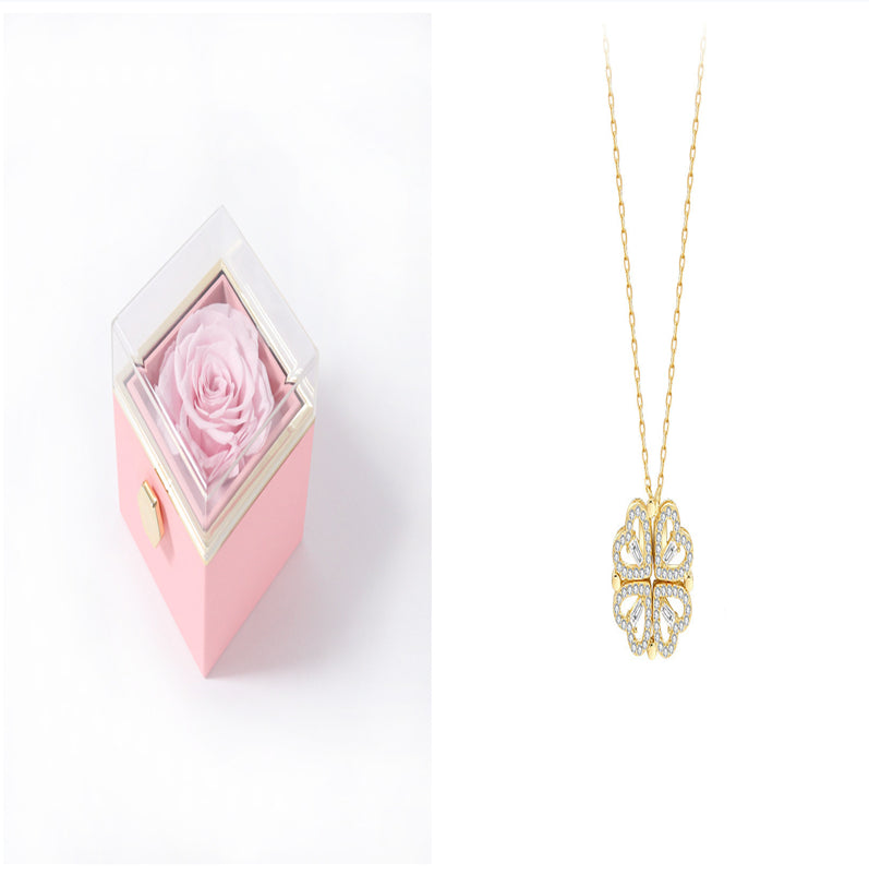 Explosive Detachable Cubic Zircon Heart Shape Four-leaf Clover Necklace Pendant For Women