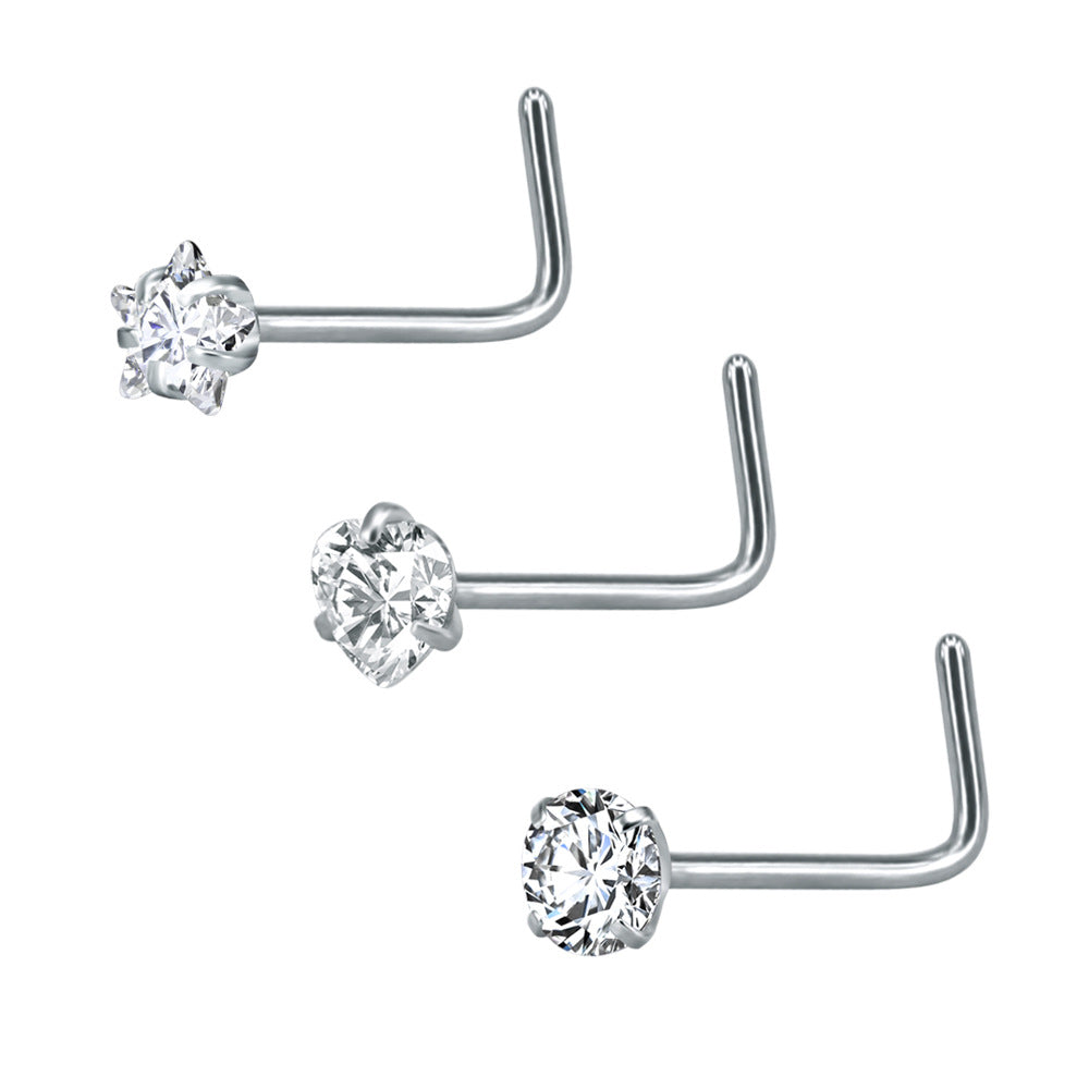 316 Stainless Steel Nose Stud Multifunctional Zircon Nose Ring
