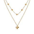 Double-layer Chain with Heart Pendant Multilayered Gold Color Metal Necklaces Fashionable Accessories