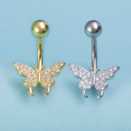 Stainless Steel Navel Ring Butterfly Zircon Body Piercing Ornament
