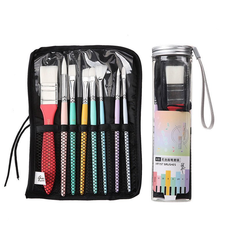 8pcs Cloth Bag Nylon Paint Brushes In Plastic Bucket | Orazek UK Ltd