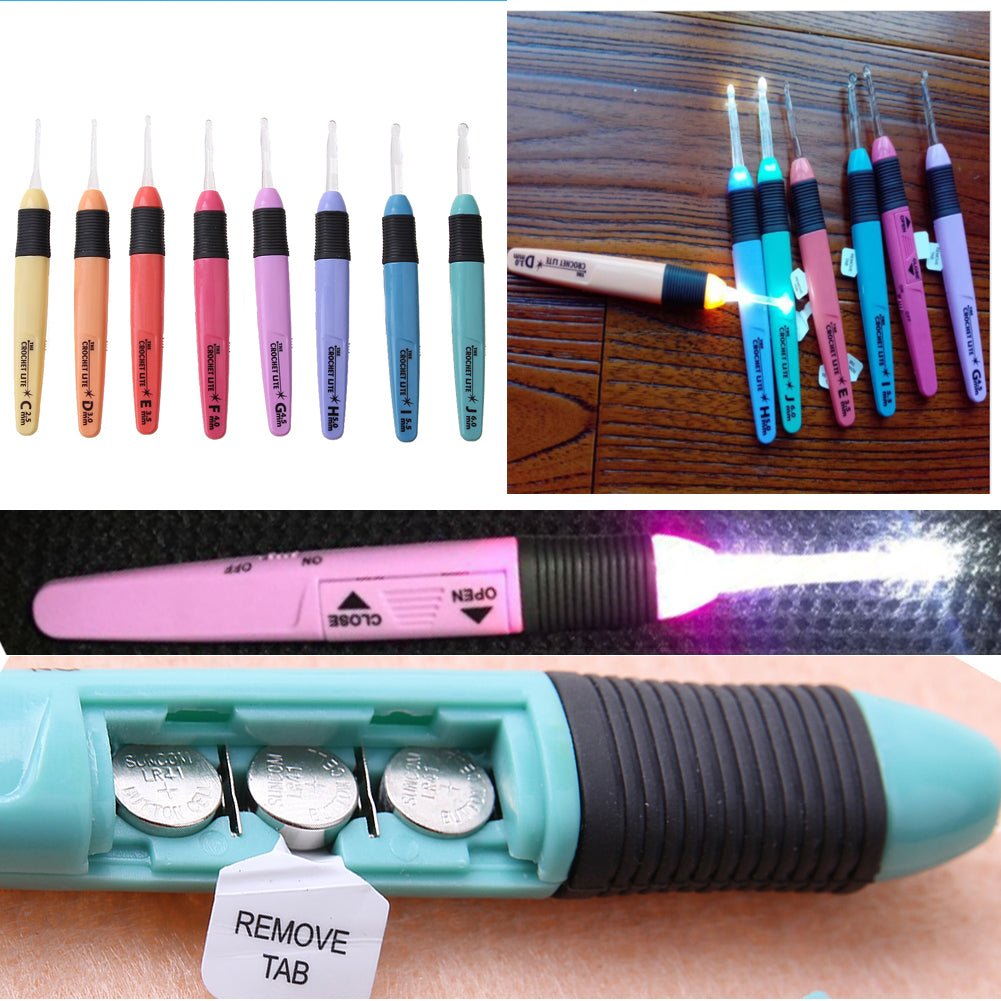 8pcs Set Crochet Hooks With Without Led Plastic Handle Knitting Needles Set 2.5 6mm Needle Sewing Kit Multicolour Sewing Tool | Orazek UK Ltd
