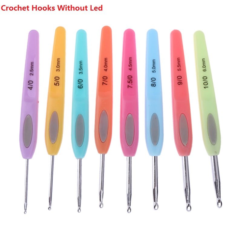 8pcs Set Crochet Hooks With Without Led Plastic Handle Knitting Needles Set 2.5 6mm Needle Sewing Kit Multicolour Sewing Tool | Orazek UK Ltd