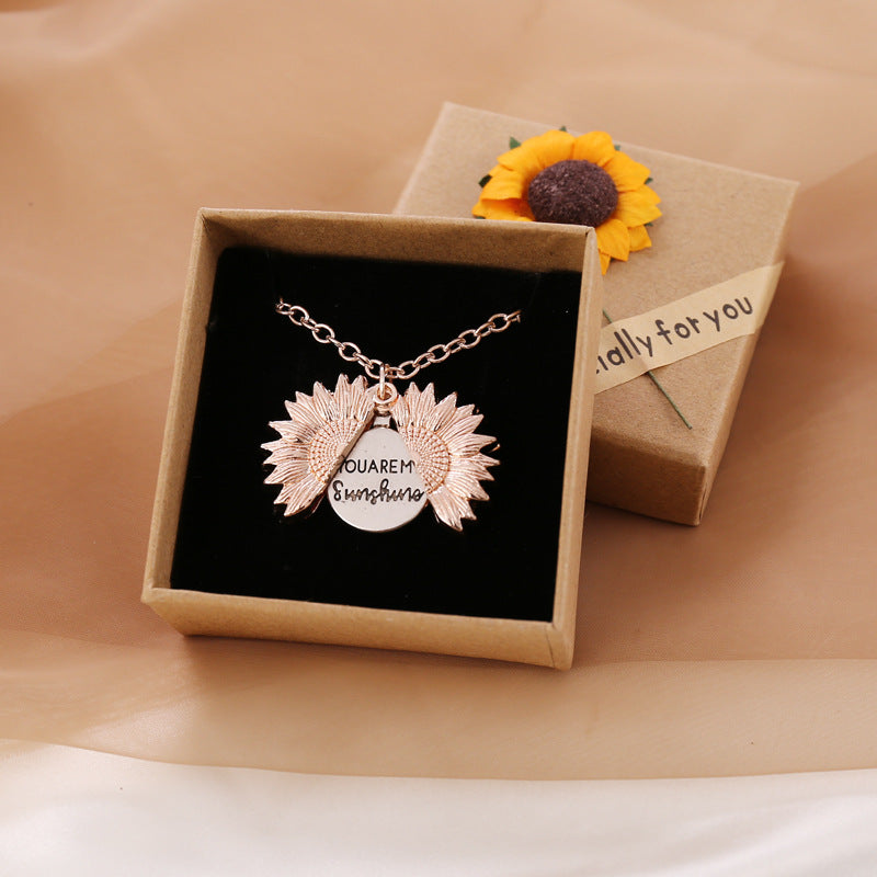 You Are My Sunshine Sunflower Necklace for Women and Men