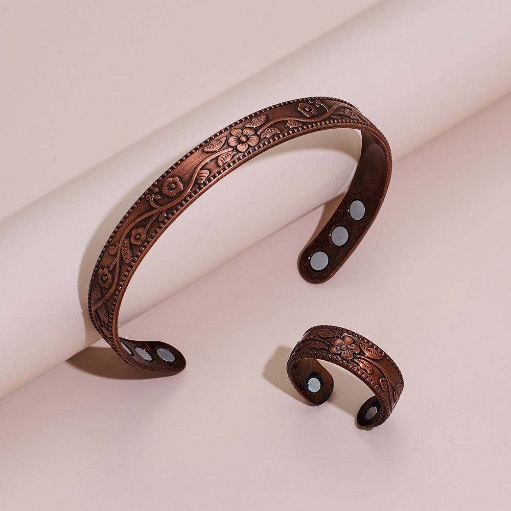 Energy Magnet Bracelet And Ring Set Retro Style Jewelry For Couples Men And Women