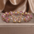 Cherry Blossom Glaze Hollow Zircon Butterfly Bracelet