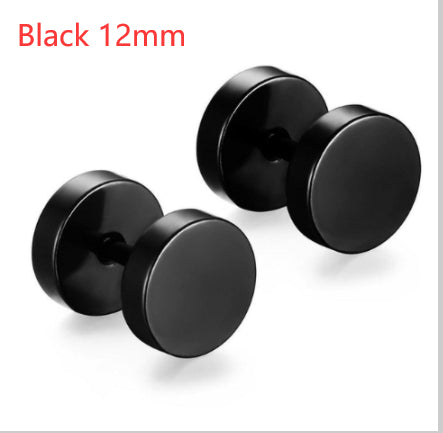 8MM Stainless Steel Earrings Women Men Gold Silver Black Barbell Ear Stud Piercing Earring Tunnel Punk Gothic Jewelry