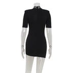Sexy Lace Hollow-out Spliced Short Sleeve Dress