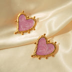 Sweet Magic Purple Love Stainless Steel Retro Fashion Ear Studs Girl Beautiful Love Jewelry Earrings For Women