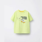 Cartoon Dog Print T Shirt Baby Boys Cute Crewneck Tops Simple All-match Tees White T-shirt Loose Fashion Wear 2025 Baby Clothing