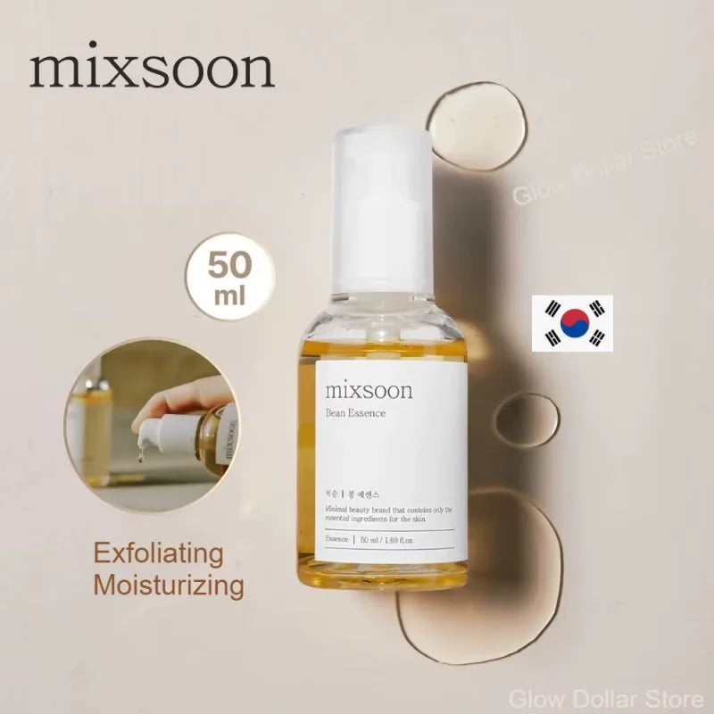 Korean Skin Care Mixsoon Glow Bean Essence,Hydrating Exfoliating Hyaluronic Acid Serum Facial Moisturizing Barrier Serum 50ml