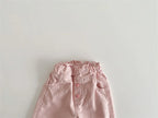 2024 Autumn New Girl Pants Baby Casual Ruffle Wide Leg Pants Children Trendy Autumn Trousers Loose Solid High Waist Bell-bottoms