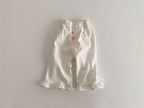 2024 Autumn New Girl Pants Baby Casual Ruffle Wide Leg Pants Children Trendy Autumn Trousers Loose Solid High Waist Bell-bottoms