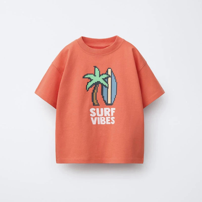 Cartoon Dog Print T Shirt Baby Boys Cute Crewneck Tops Simple All-match Tees White T-shirt Loose Fashion Wear 2025 Baby Clothing