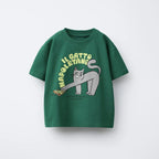 Cartoon Dog Print T Shirt Baby Boys Cute Crewneck Tops Simple All-match Tees White T-shirt Loose Fashion Wear 2025 Baby Clothing